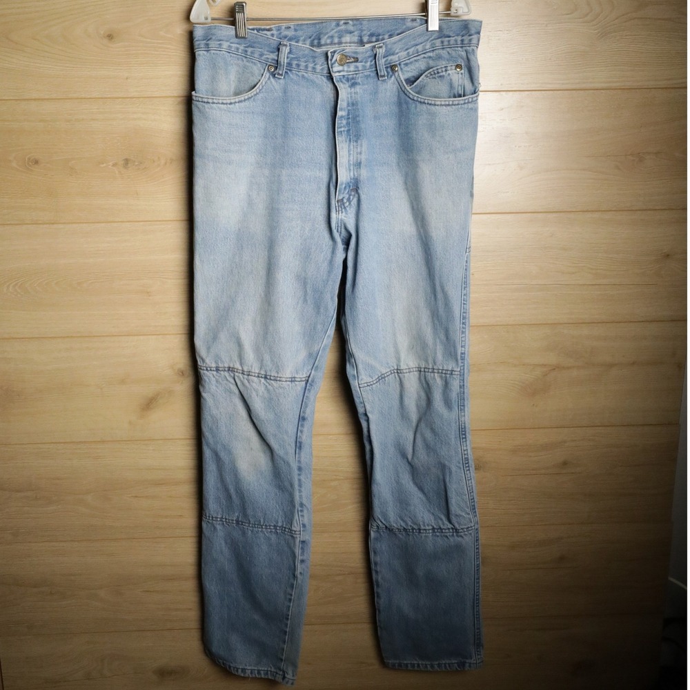 Draggin Jeans Kevlar Lined Biker‎ Utility Light Wash Mens Size 34x34 Double Knee